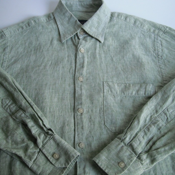 Scott Barber Long Sleeve Shirt 100% Linen PRE-OWNE - Picture 1 of 6